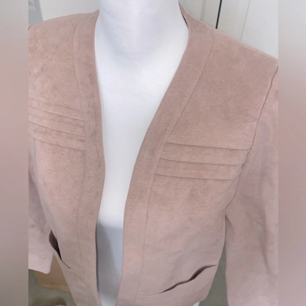 Vintage Samuel Robert by Peter Hatsi Androu Blush Pink Suede Like Blazer Jacket - Picture 2 of 12